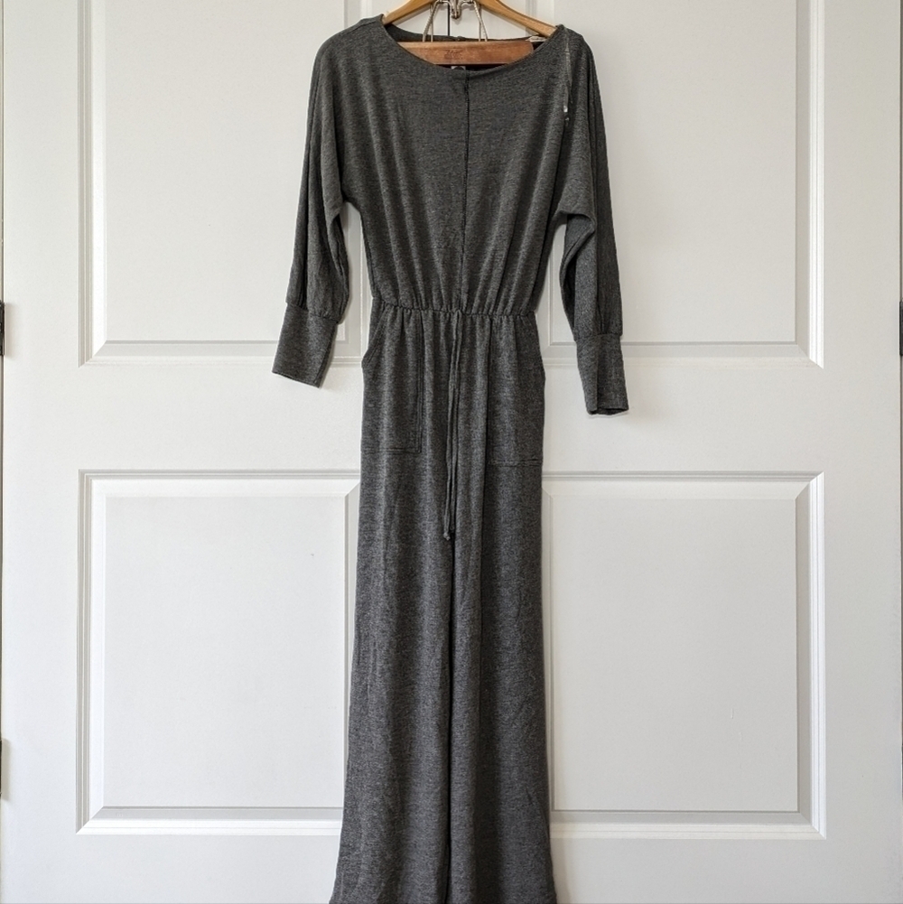 Soft Surroundings Jumpsuit Women's Small Gray Hide Away Knit Romper Cinch Waist